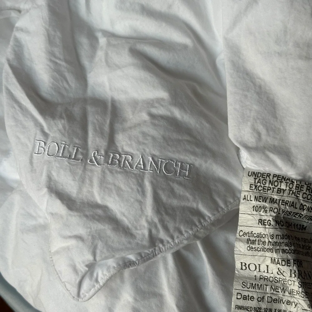 Boll & Branch Queen Down Alternative Duvet Insert White Organic Cotton PrimaLoft